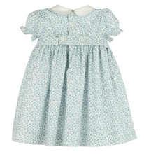 Load image into Gallery viewer, Dancing Roses Smocked Dress - Blue

