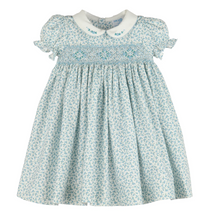 Load image into Gallery viewer, Dancing Roses Smocked Dress - Blue
