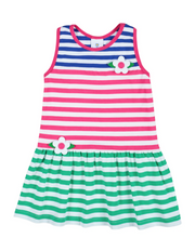 Load image into Gallery viewer, Stripe Knit Dress with Flowers
