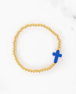 Blue Cross Youth Gold Beaded Bracelet