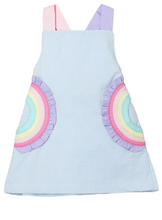 Load image into Gallery viewer, Rainbow Light Blue Seersucker Skye Dress
