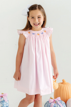 Load image into Gallery viewer, Angel Sleeve Sandy Smocked Dress - Palm Beach Pink With Pumpkins And Bows
