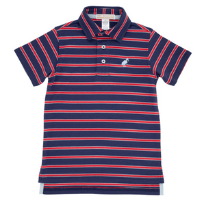 Prim & Proper Polo - Richmond Red, Nantucket Navy, & Buckhead Blue Stripe