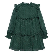 Load image into Gallery viewer, Green Plumeti Jacquard Dress
