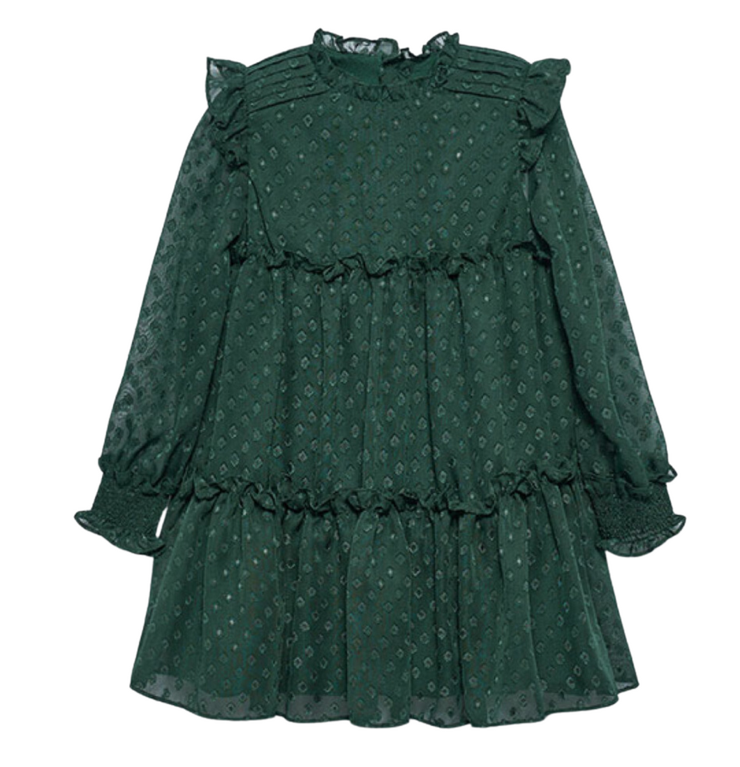 Green Plumeti Jacquard Dress