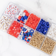 Load image into Gallery viewer, Red, White And Blue Polymer Clay Bead Kit
