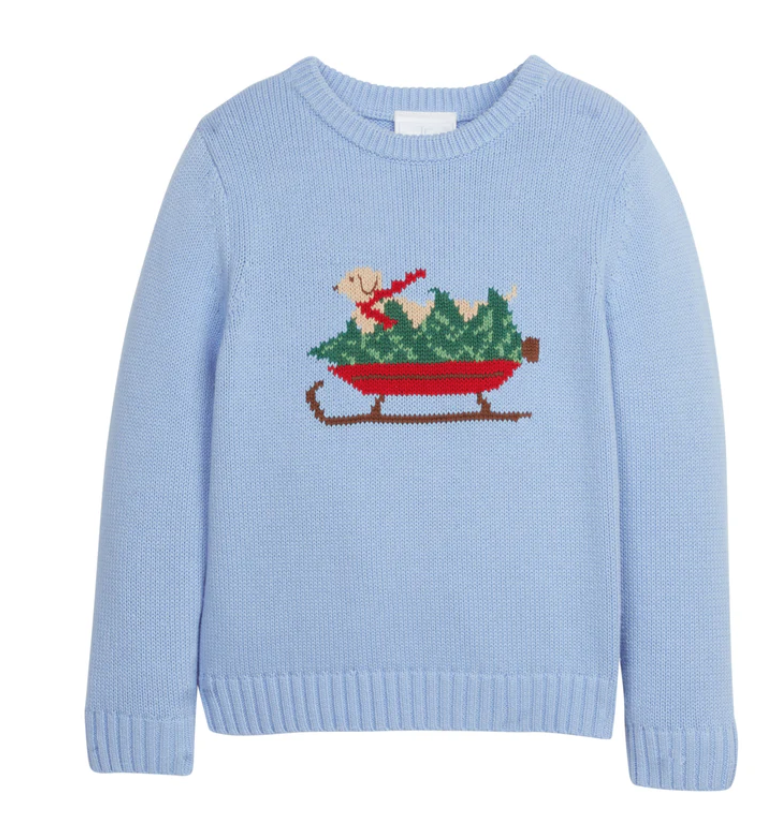 Blue Holiday Lab Intarsia Sweater