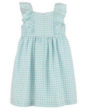 Load image into Gallery viewer, Gingham Swiss Flutter Dress - Turquoise
