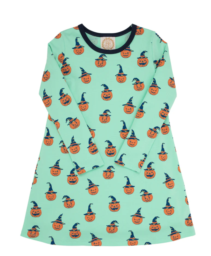 Long Sleeve Polly Play Dress - Olde Jolly Jack O' Lantern