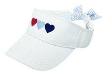 Load image into Gallery viewer, Patriotic Hearts Bow Visor
