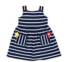 Load image into Gallery viewer, Stripe Knit Dress with Ric Rac and Flowers
