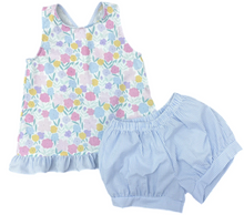 Load image into Gallery viewer, Vintage Floral Poppy Pinafore Bloomer Set
