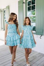 Load image into Gallery viewer, The Nina Flutter Sleeve Tween Dress - Turquoise A-line
