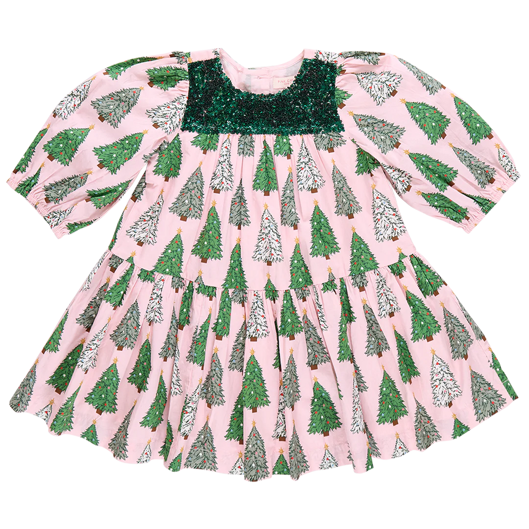 Fiona Dress - Pink Trees