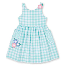 Load image into Gallery viewer, Gingham Linen-Look Dress with Flowers
