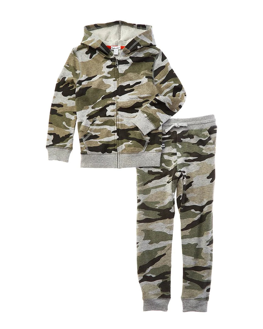 Charcoal Heather Camo Jogger And Hoodie Set