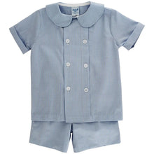 Load image into Gallery viewer, Blue Microcheck Dressy Short Set
