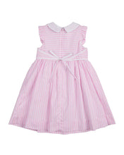 Load image into Gallery viewer, Linen Look Stripe Dress With Flowers
