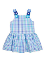 Load image into Gallery viewer, Plaid Seersucker Dress With Flowers
