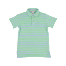 Load image into Gallery viewer, Prim &amp; Proper Polo- Grace Bay Green, Beale Street Blue, And White Stripe
