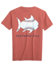 Load image into Gallery viewer, Heather Dusty Coral Short Sleeve Sketched Baseball Tee
