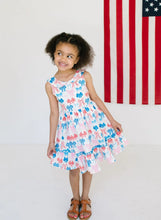 Load image into Gallery viewer, Lara Poplin Dress - Patriotic Bows
