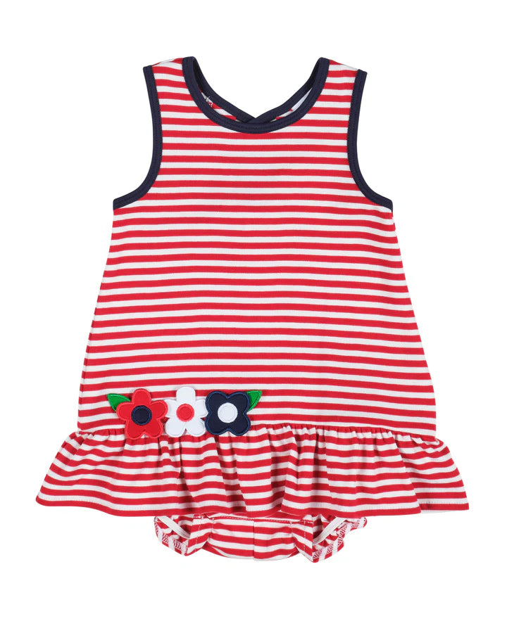 Stripe Knit Romper With Flowers