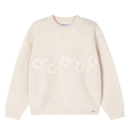 Cream Sweater With Flowers