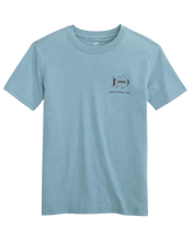 Load image into Gallery viewer, Heather Blue Shadow Short Sleeve Sketched Football Tee
