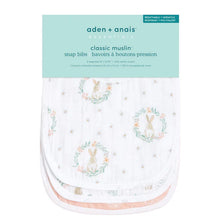 Load image into Gallery viewer, Classic Snap Bibs 3 Pack - Blushing Bunnies
