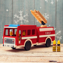Load image into Gallery viewer, Wooden Fire Truck With Firefighters
