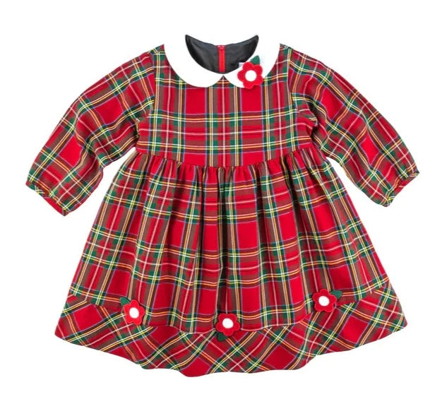 Red Plaid Dress With Flowers – Belles & Beaux®