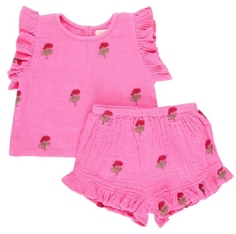 Roey Set - Hot Pink Flowers