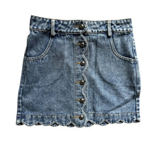 Load image into Gallery viewer, Scalloped Edge Button Denim Skirt
