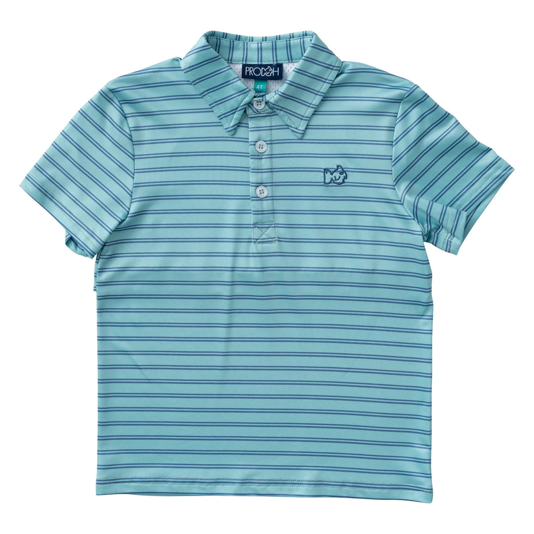 Performance Polo in Nile Blue Stripe