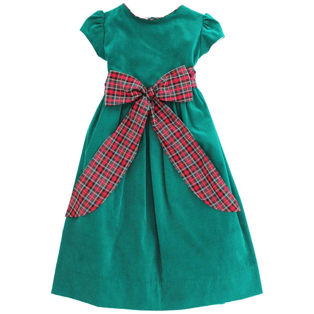 Clover Corduroy Empire Dress With Frasier Plaid Trim