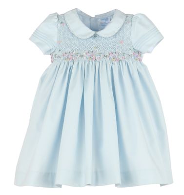 Blue Floral Wreath Smock Dress