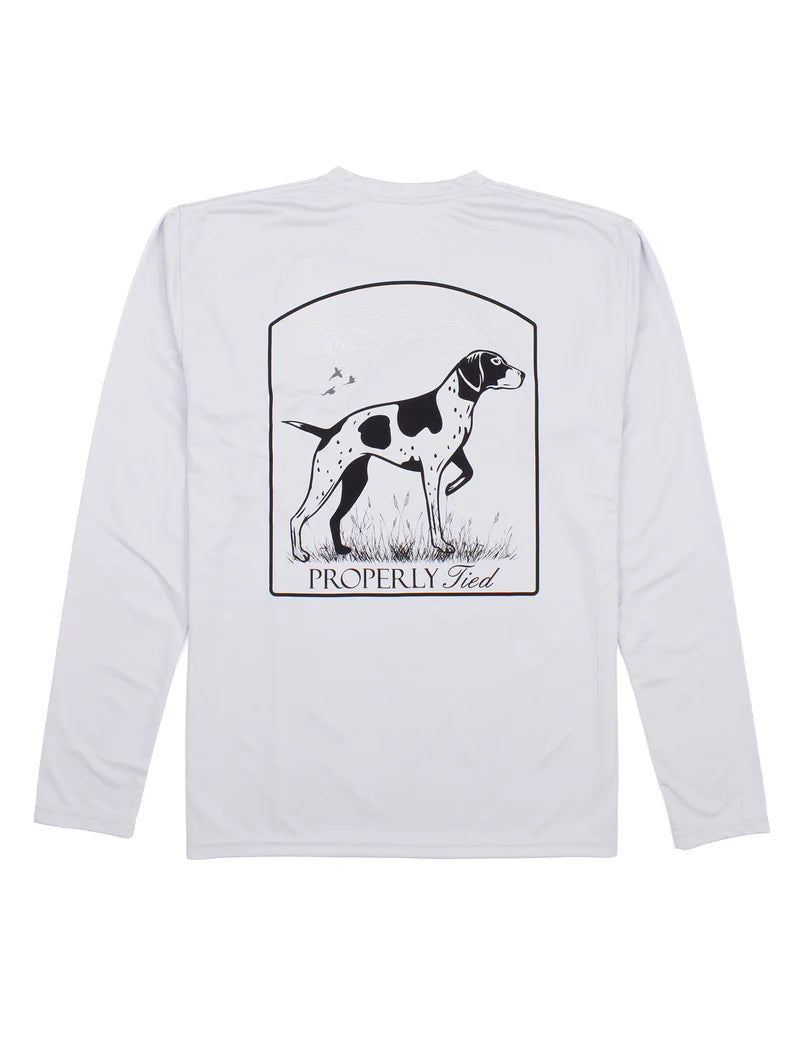 Standing Pointer Long Sleeve Performance Tee - Ice Grey