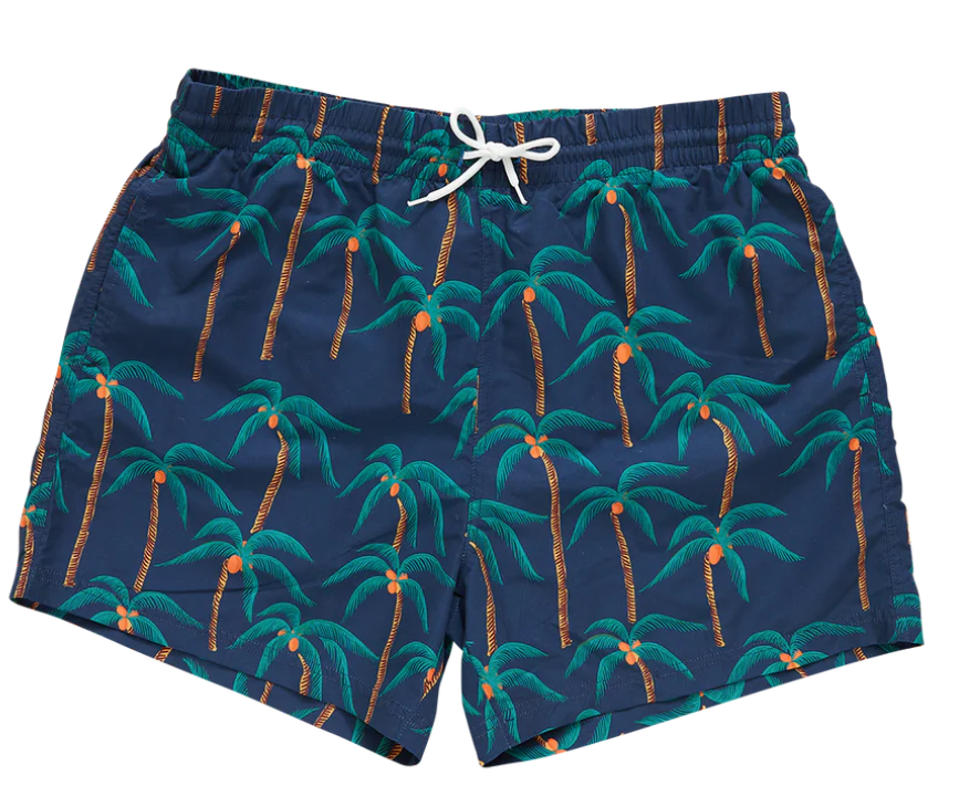 Swim Trunks - Navy Palm Trees