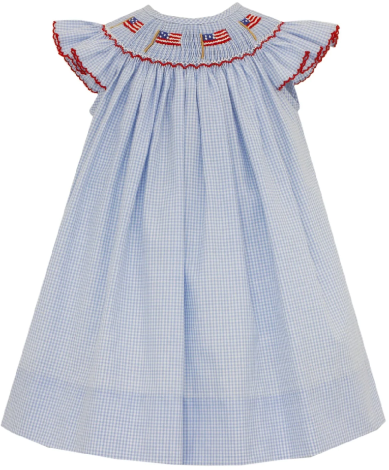 Blue Gingham Angel Wing Patriotic Bishop