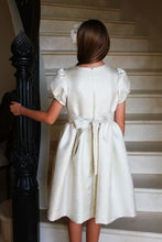 Load image into Gallery viewer, Ivory And Gold Sparkle Puff Sleeve Dress
