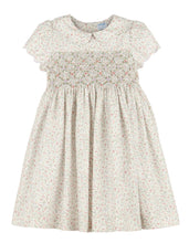 Load image into Gallery viewer, Pink Floral Diamond Smock Dress With Scalloped Collar
