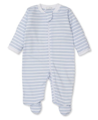 Team Stripes Light Blue Footie With Zipper