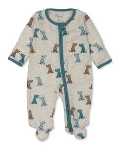 Puppy Walk Print Footie with Zipper