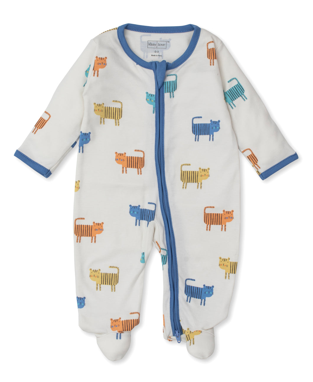 Little Tigers Print Footie With Zipper