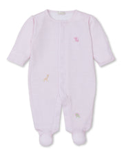 Load image into Gallery viewer, SCE Jungle Mates Hand Embroidered Stripe Footie - Pink
