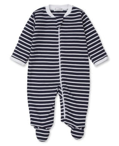 PJ's Team Stripe Footie With Zipper - Navy