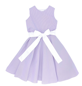 Lilac Pincord Twirl Dress With Sash