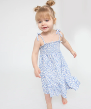 Load image into Gallery viewer, Blue Calico Floral Tie Strap Sundress
