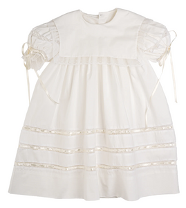 Elle A Dress - Blessings White Batiste, Ecru Ribbon